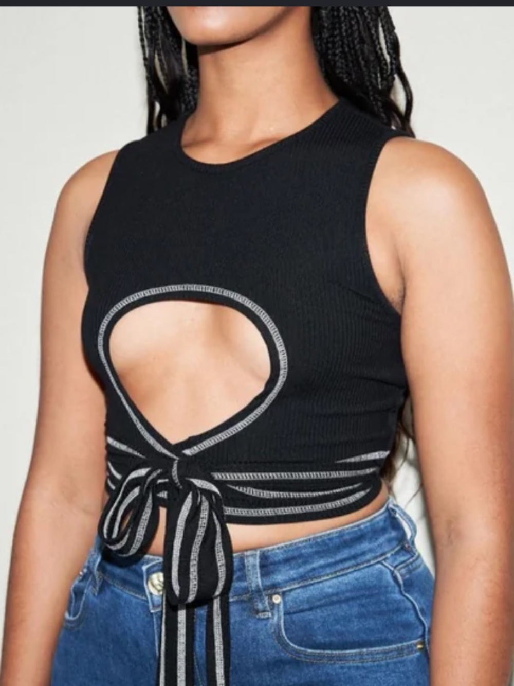Tencel RibPeek A Boob Wrap Crop Tank